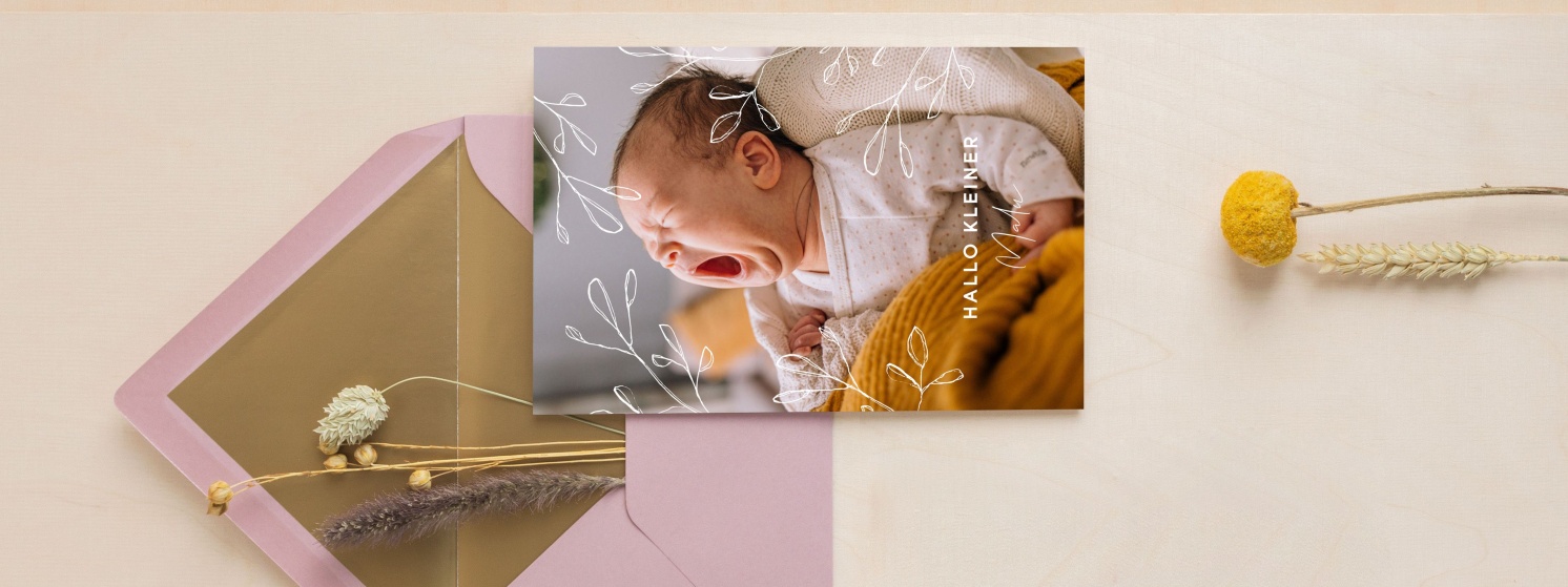 Danksagungskarte mit gähnendem Baby
